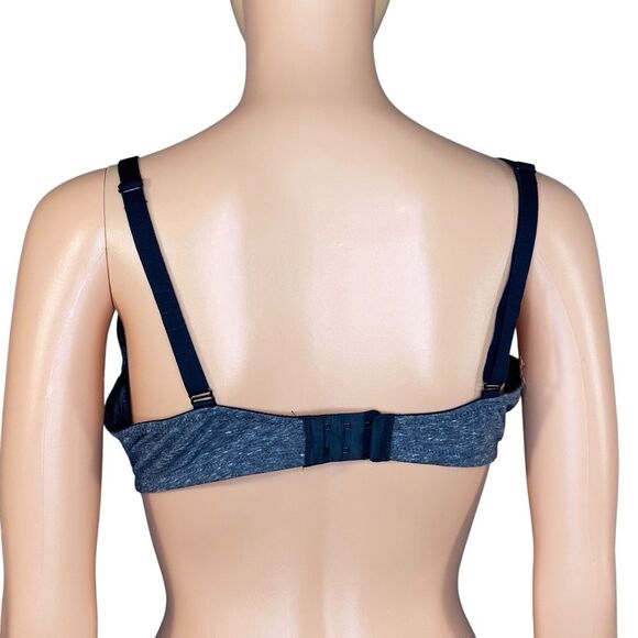 Auden Tee Shirt Bra Demi Coverage Lightly Lined Size 38C Heather Gray and Black - Picture 3 of 5